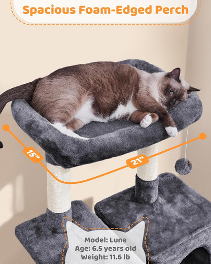 63-Inch Durable Large Cat Tree for Indoor Heavy Cats, Tall Tower Design
