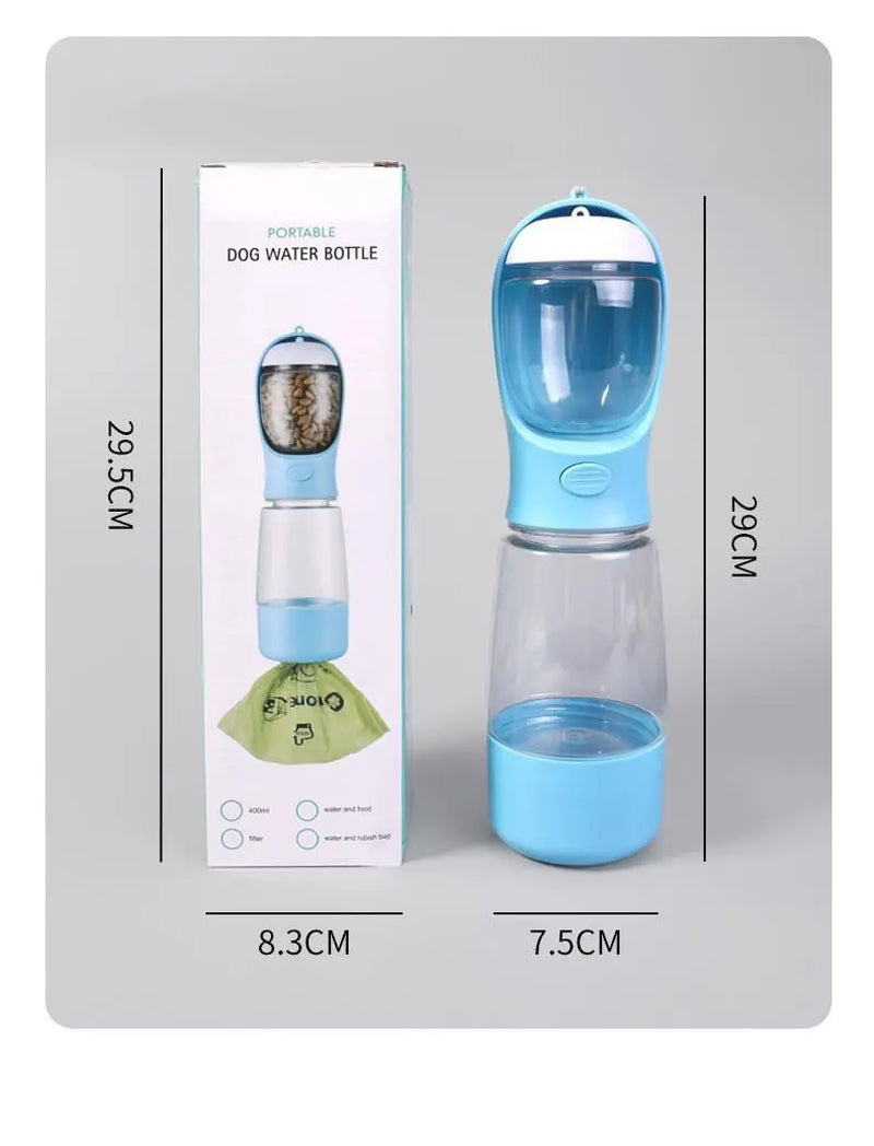 Portable Dog Water Bottle with Integrated Bowl - On-The-Go Pet Hydration Feed Accessory for Dogs, Cats