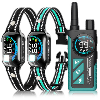 Sevy 2-Pack 2-In-1 Shock Collars for Dogs - 3300FT Range, Waterproof, 4 Modes (Beep,Vibration,Static Shock,Auto Bark), Color Screen Remote, Rechargeable Mechanical Training Tool for Small-Medium-Large Dogs, Hiking Compatible