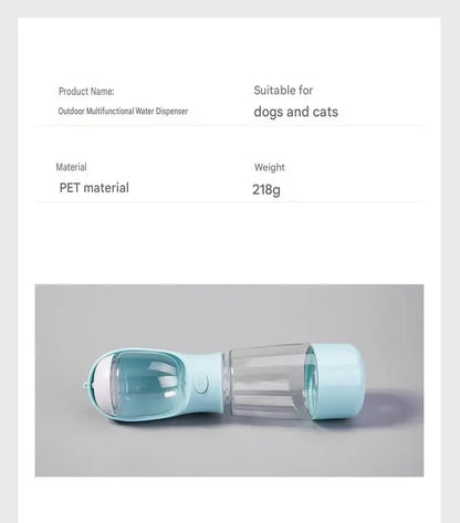 Portable Dog Water Bottle with Integrated Bowl - On-The-Go Pet Hydration Feed Accessory for Dogs, Cats