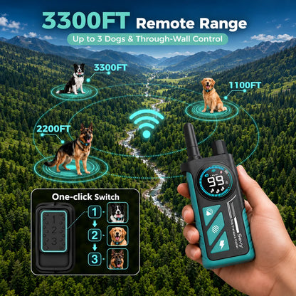 Sevy 2-Pack 2-In-1 Shock Collars for Dogs - 3300FT Range, Waterproof, 4 Modes (Beep,Vibration,Static Shock,Auto Bark), Color Screen Remote, Rechargeable Mechanical Training Tool for Small-Medium-Large Dogs, Hiking Compatible