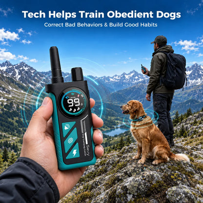 Sevy 2-Pack 2-In-1 Shock Collars for Dogs - 3300FT Range, Waterproof, 4 Modes (Beep,Vibration,Static Shock,Auto Bark), Color Screen Remote, Rechargeable Mechanical Training Tool for Small-Medium-Large Dogs, Hiking Compatible