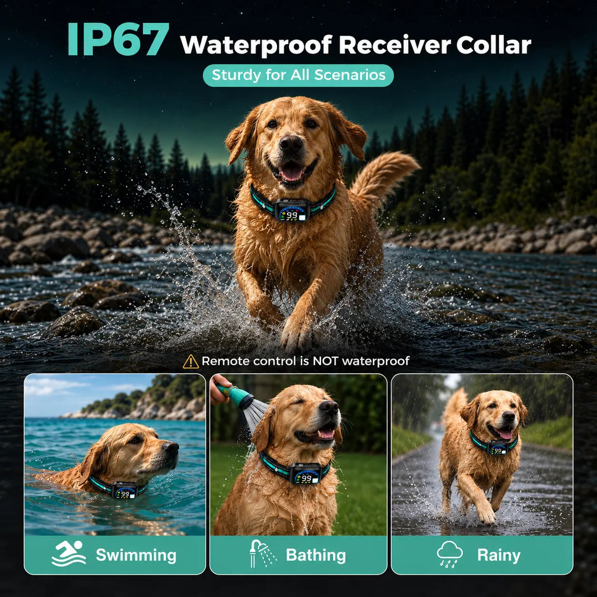 Sevy 2-Pack 2-In-1 Shock Collars for Dogs - 3300FT Range, Waterproof, 4 Modes (Beep,Vibration,Static Shock,Auto Bark), Color Screen Remote, Rechargeable Mechanical Training Tool for Small-Medium-Large Dogs, Hiking Compatible