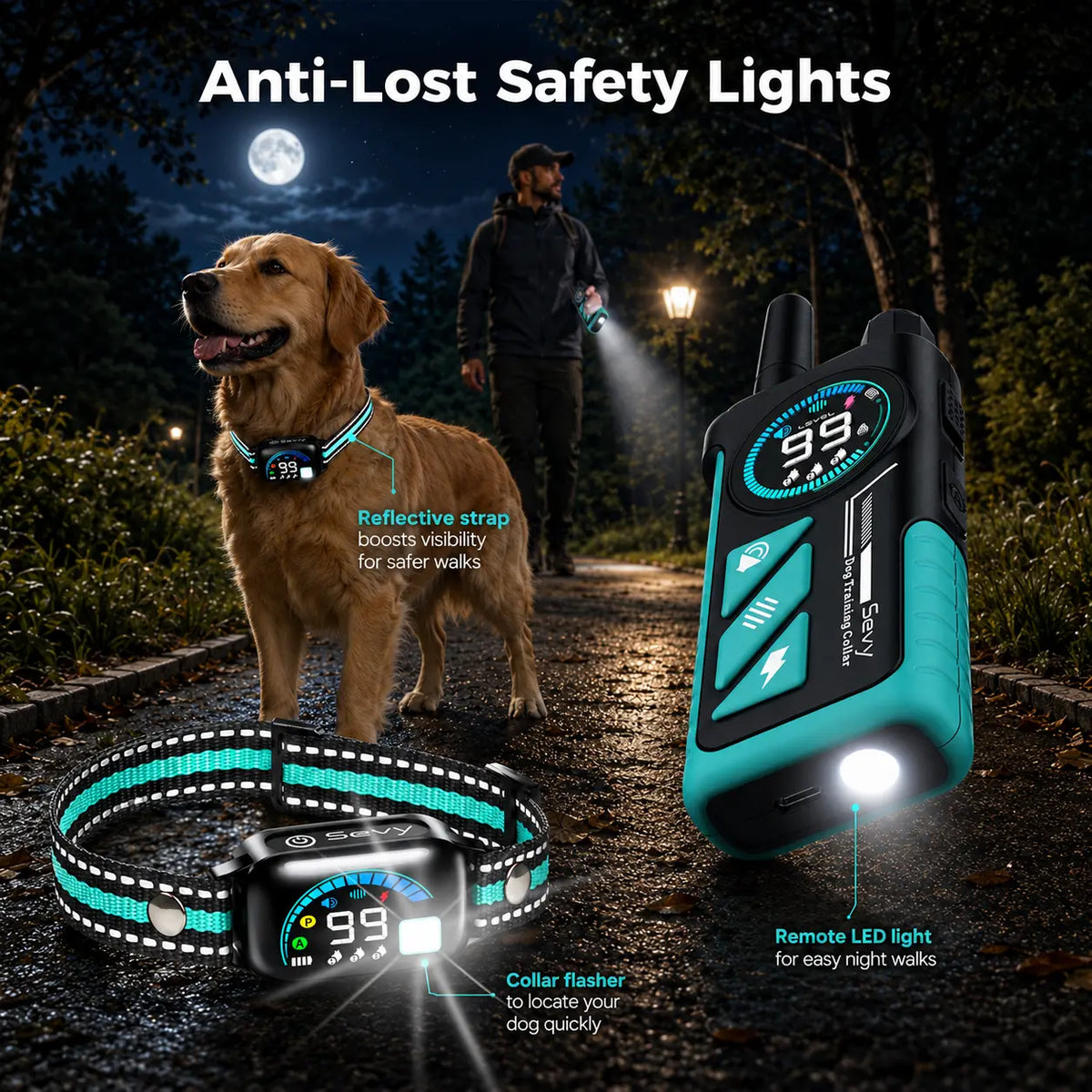 Sevy 2-Pack 2-In-1 Shock Collars for Dogs - 3300FT Range, Waterproof, 4 Modes (Beep,Vibration,Static Shock,Auto Bark), Color Screen Remote, Rechargeable Mechanical Training Tool for Small-Medium-Large Dogs, Hiking Compatible