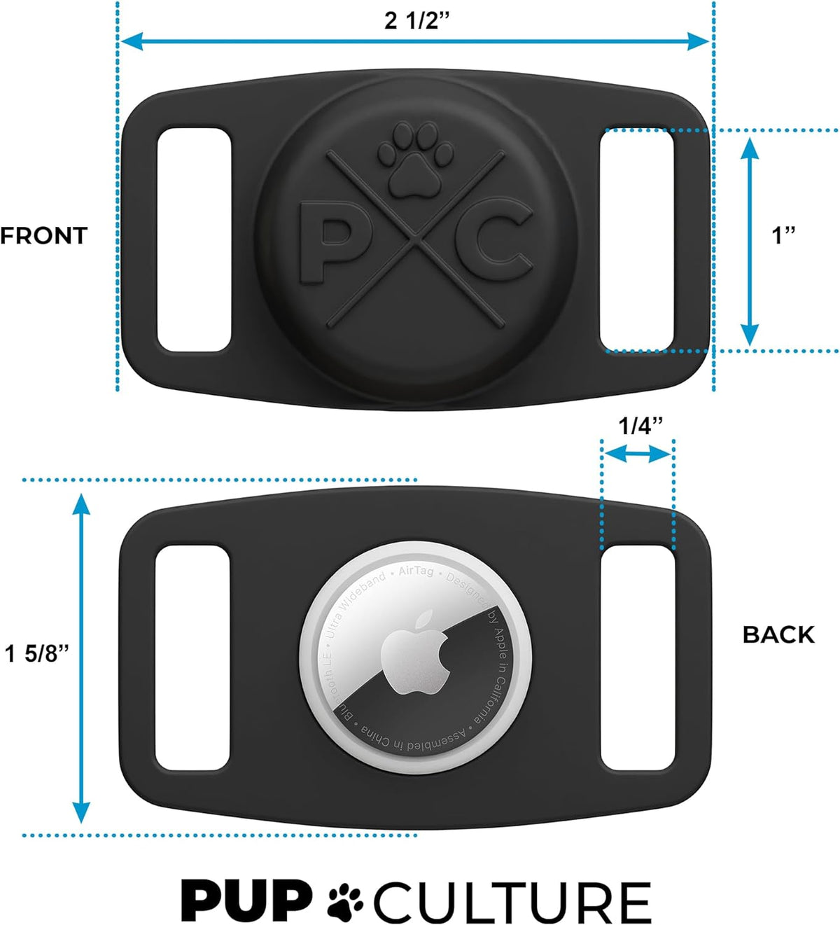 TrackTag Durable AirTag Dog Collar Holder