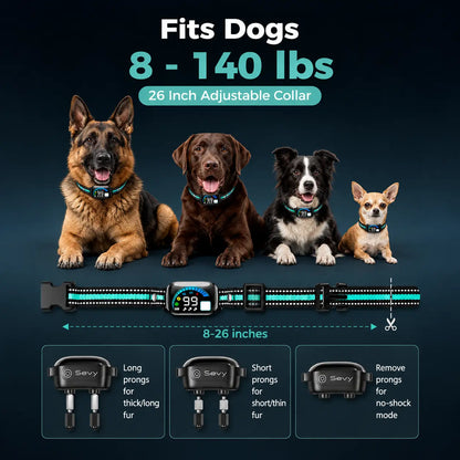 Sevy 2-Pack 2-In-1 Shock Collars for Dogs - 3300FT Range, Waterproof, 4 Modes (Beep,Vibration,Static Shock,Auto Bark), Color Screen Remote, Rechargeable Mechanical Training Tool for Small-Medium-Large Dogs, Hiking Compatible